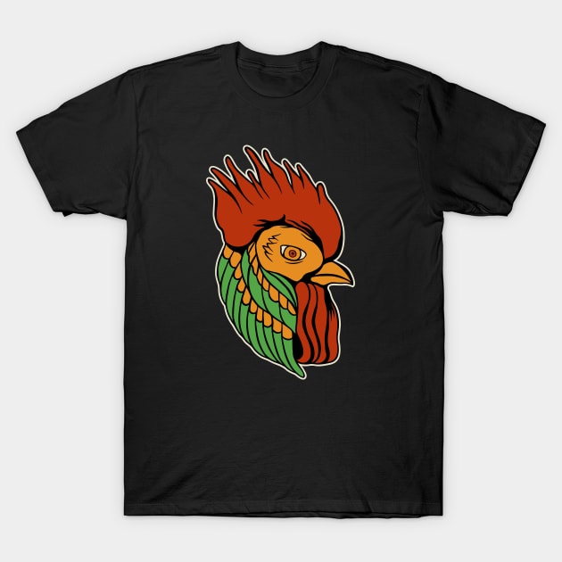 Rooster Flash Tattoo T-Shirt by growingartwork